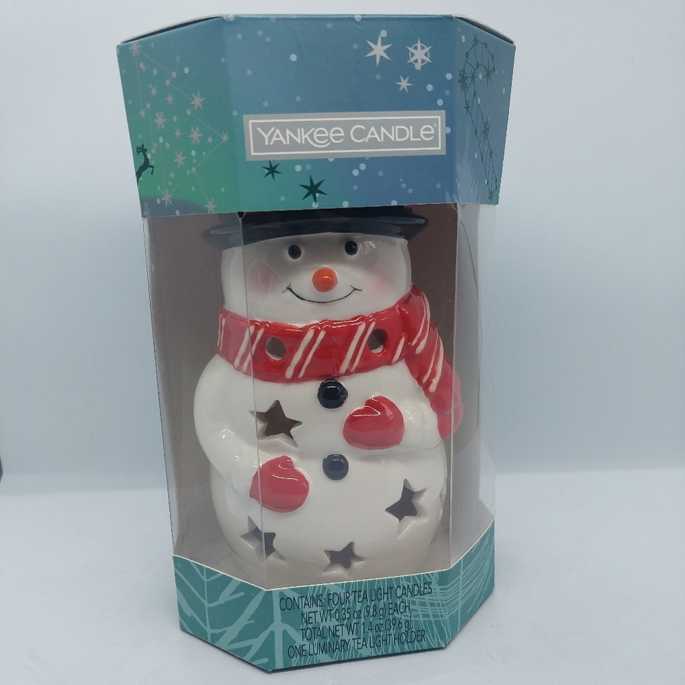 Yankee Candle Snowman Tea Light Holder With 4 Candles Seasonal Decor